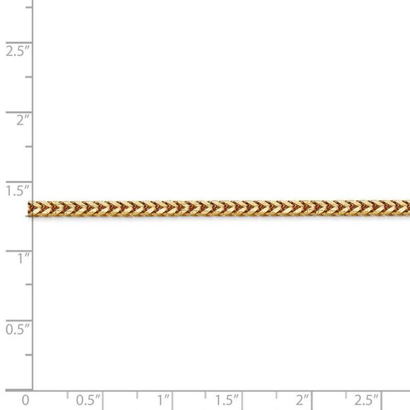 2.5mm, 14k Yellow Gold, Solid Franco Chain Necklace, 22 Inch - Picture 4 of 7